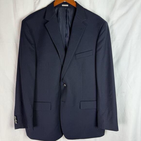 JOSEPH ABBOUD 46R Suit Jacket Blazer Super 100 Blue Wool‎ Modern Fit EUC - Picture 1 of 14
